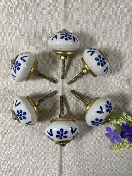 Vintage Ceramic Floral Kitchen Bathroom Bedroom Cupboard Drawer Door Knob Handle