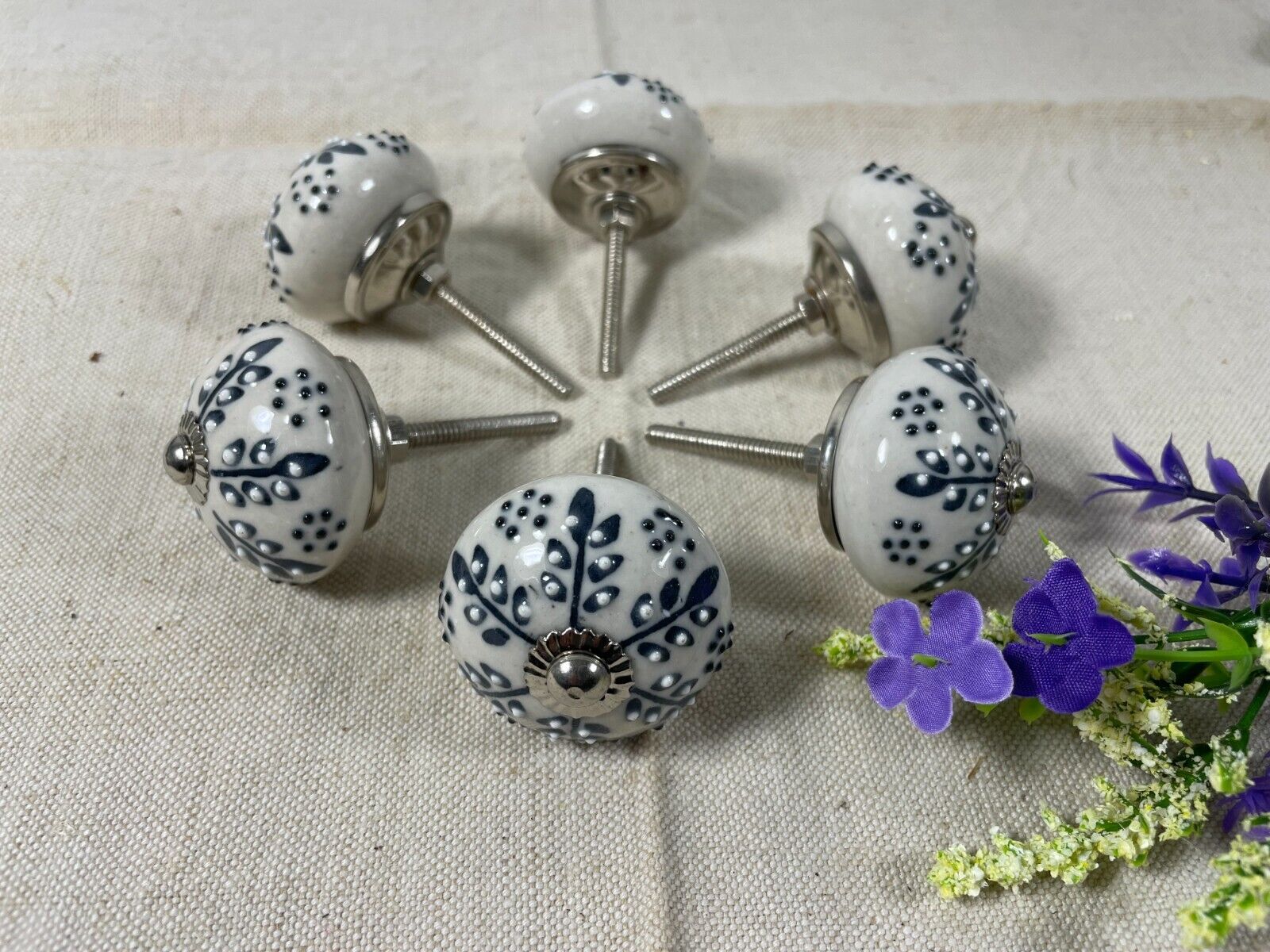 Vintage Ceramic Floral Kitchen Bathroom Bedroom Cupboard Drawer Door Knob Handle