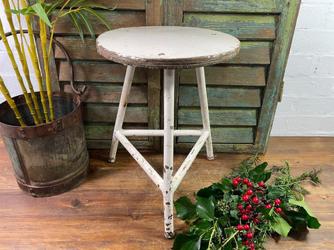 Vintage 1960 French Industrial  Medical Stool Seat Bar Café Restaurant