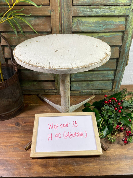 Vintage 1960 French Industrial Adjustable Medical Stool Seat Bar Café Restaurant