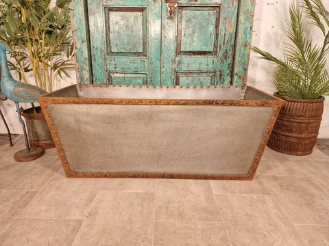 Rustic Reclaimed Large 3.5ft Galvanised  Riveted Trough Garden Planter Tub