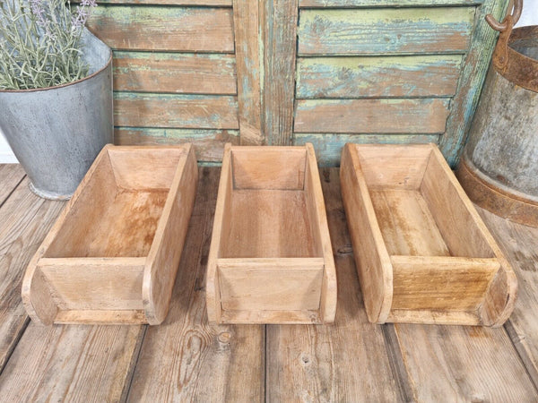 Vintage Rustic Reclaimed Hand Made Wooden Brick Mould Trinket Herb Planter