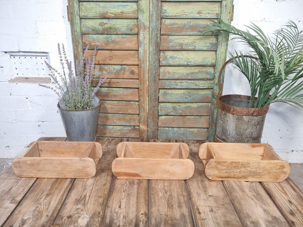 Vintage Rustic Reclaimed Hand Made Wooden Brick Mould Trinket Herb Planter