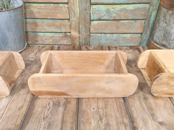 Vintage Rustic Reclaimed Hand Made Wooden Brick Mould Trinket Herb Planter