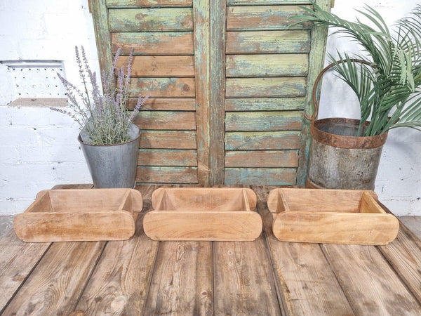 Vintage Rustic Reclaimed Hand Made Wooden Brick Mould Trinket Herb Planter