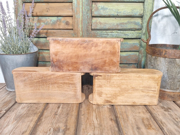Vintage Rustic Reclaimed Hand Made Wooden Brick Mould Trinket Herb Planter