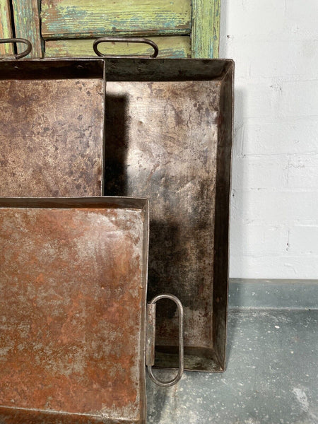Large Rectangular Industrial Vintage Rustic Galvanised Metal Serving Drinks Tray