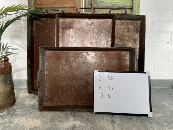 Large Rectangular Industrial Vintage Rustic Galvanised Metal Serving Drinks Tray