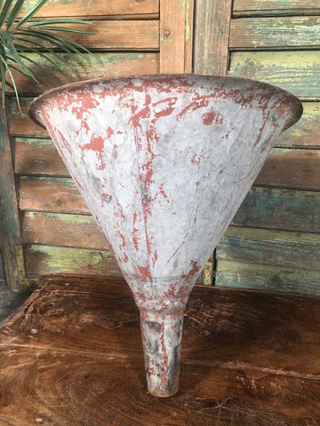 Vintage French Large Galvanised Zinc Wine  Funnel Garden Herb Wall Planter