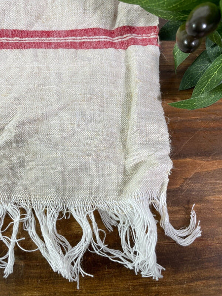 Large Vintage Antique French Hungarian Hemp Linen Table Cloth Upholstery Fabric