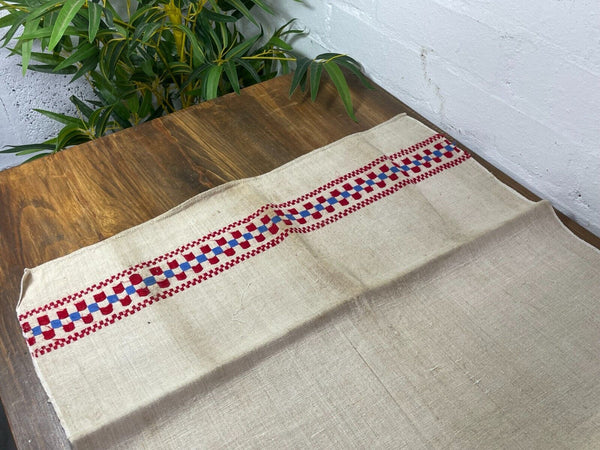 Large Vintage Antique French Hungarian Hemp Linen Table Cloth Upholstery Fabric