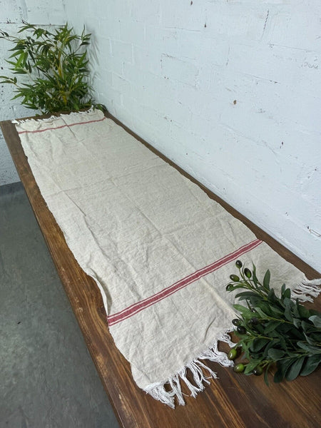 Large Vintage Antique French Hungarian Hemp Linen Table Cloth Upholstery Fabric