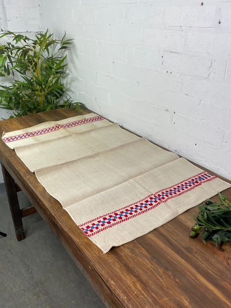 Large Vintage Antique French Hungarian Hemp Linen Table Cloth Upholstery Fabric