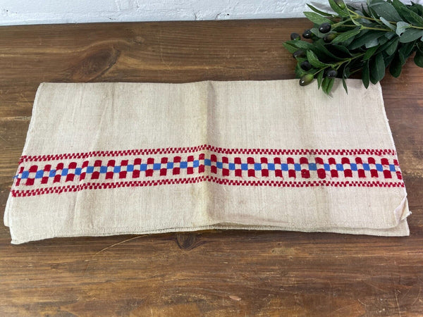 Large Vintage Antique French Hungarian Hemp Linen Table Cloth Upholstery Fabric