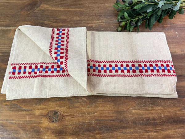Large Vintage Antique French Hungarian Hemp Linen Table Cloth Upholstery Fabric