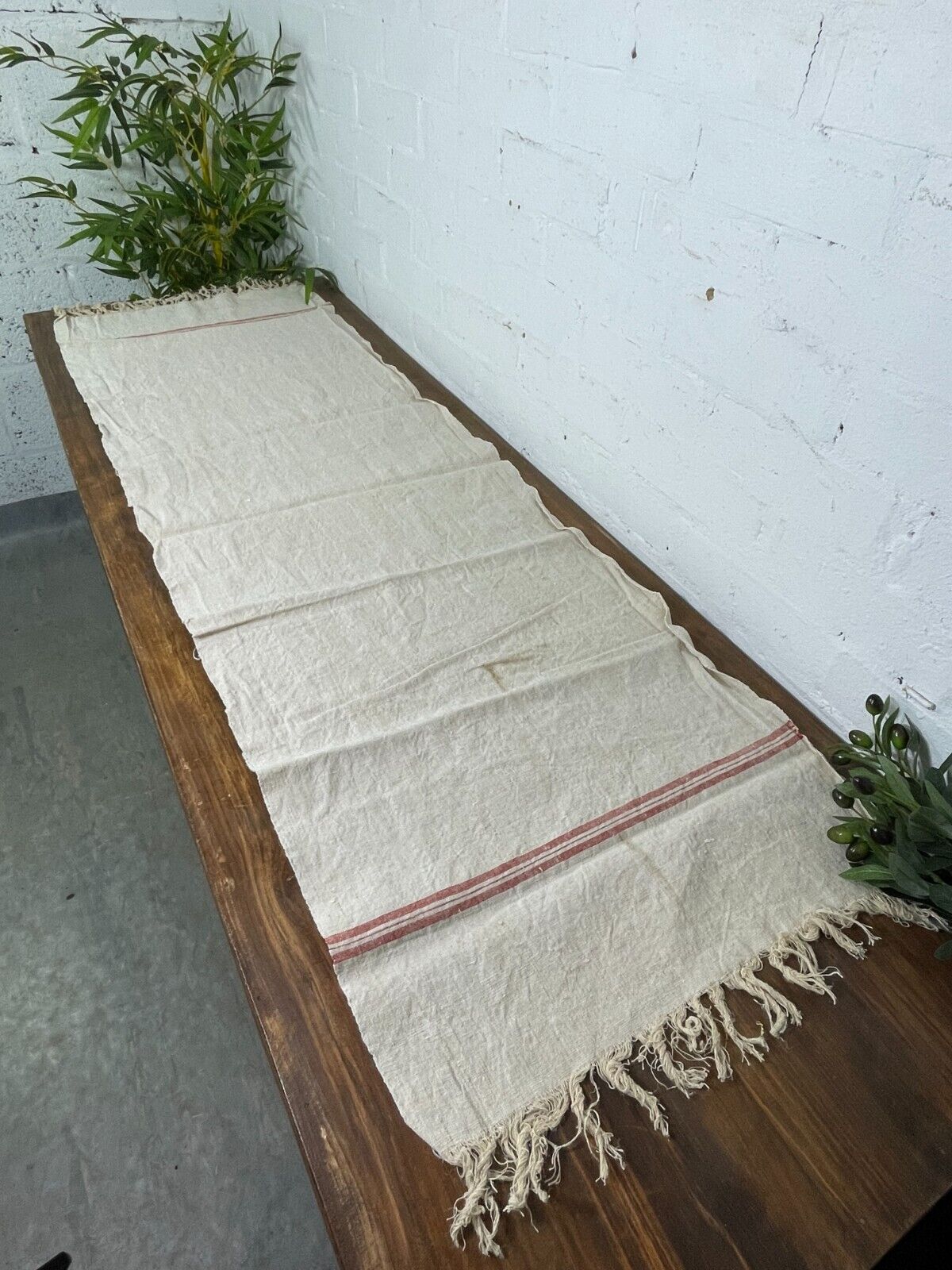 Large Vintage Antique French Hungarian Hemp Linen Table Cloth Upholstery Fabric