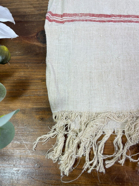 Large Vintage Antique French Hungarian Hemp Linen Table Cloth Upholstery Fabric