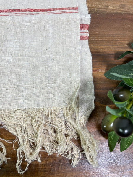 Large Vintage Antique French Hungarian Hemp Linen Table Cloth Upholstery Fabric