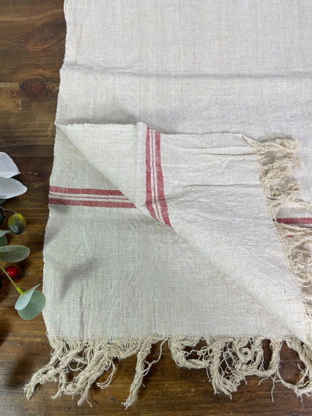 Large Vintage Antique French Hungarian Hemp Linen Table Cloth Upholstery Fabric