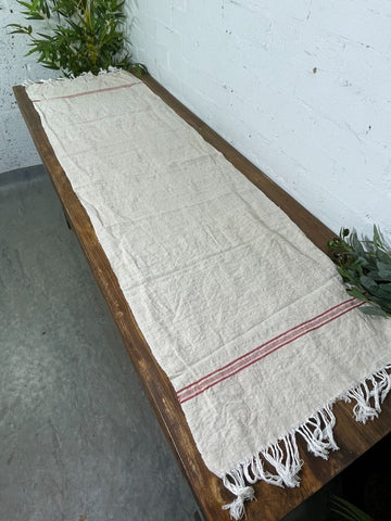 Large Vintage Antique French Hungarian Hemp Linen Table Cloth Upholstery Fabric