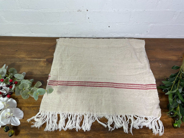 Large Vintage Antique French Hungarian Hemp Linen Table Cloth Upholstery Fabric