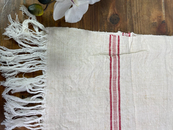 Large Vintage Antique French Hungarian Hemp Linen Table Cloth Upholstery Fabric