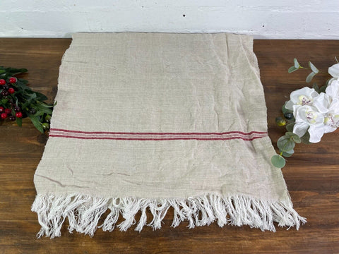 Large Vintage Antique French Hungarian Hemp Linen Table Cloth Upholstery Fabric