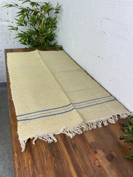 Large Vintage Antique French Hungarian Hemp Linen Table Cloth Upholstery Fabric