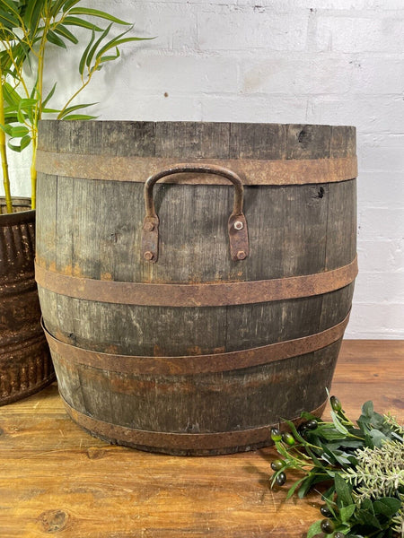 Antique Vintage French Wooden Vineyard Grape Hod Garden Planter Log Basket
