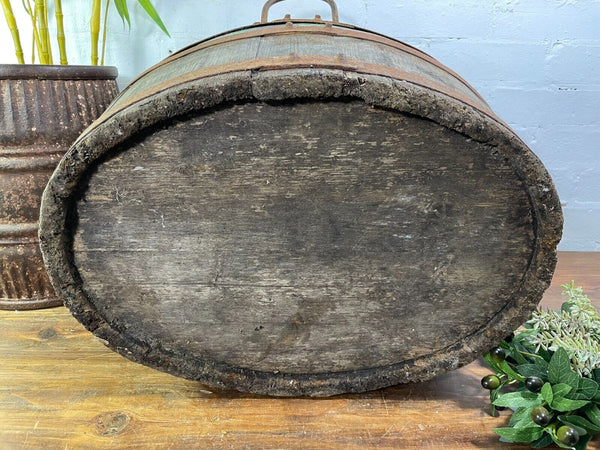 Antique Vintage French Wooden Vineyard Grape Hod Garden Planter Log Basket