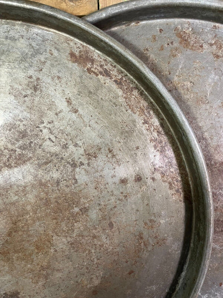 Large Round Industrial Vintage Rustic Zinc Galvanised Metal Serving Drinks Tray