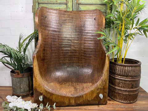 Vintage Rustic Hungarian Reclaimed Wooden Dough Bowl Hanging Garden Swing Seat