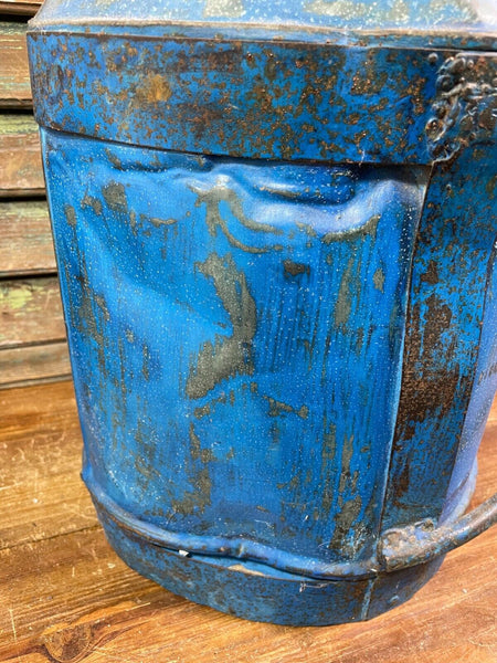 Vintage Reclaimed Recycled Blue Milk Churn Bar Stool Seat