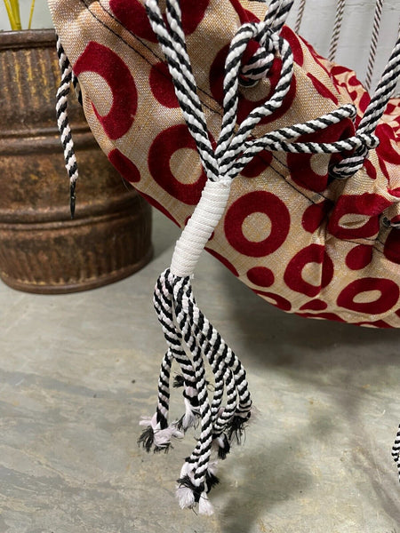Reclaimed Hand Made Red  Indian Padded Rope Swing Hammock Seat Chair