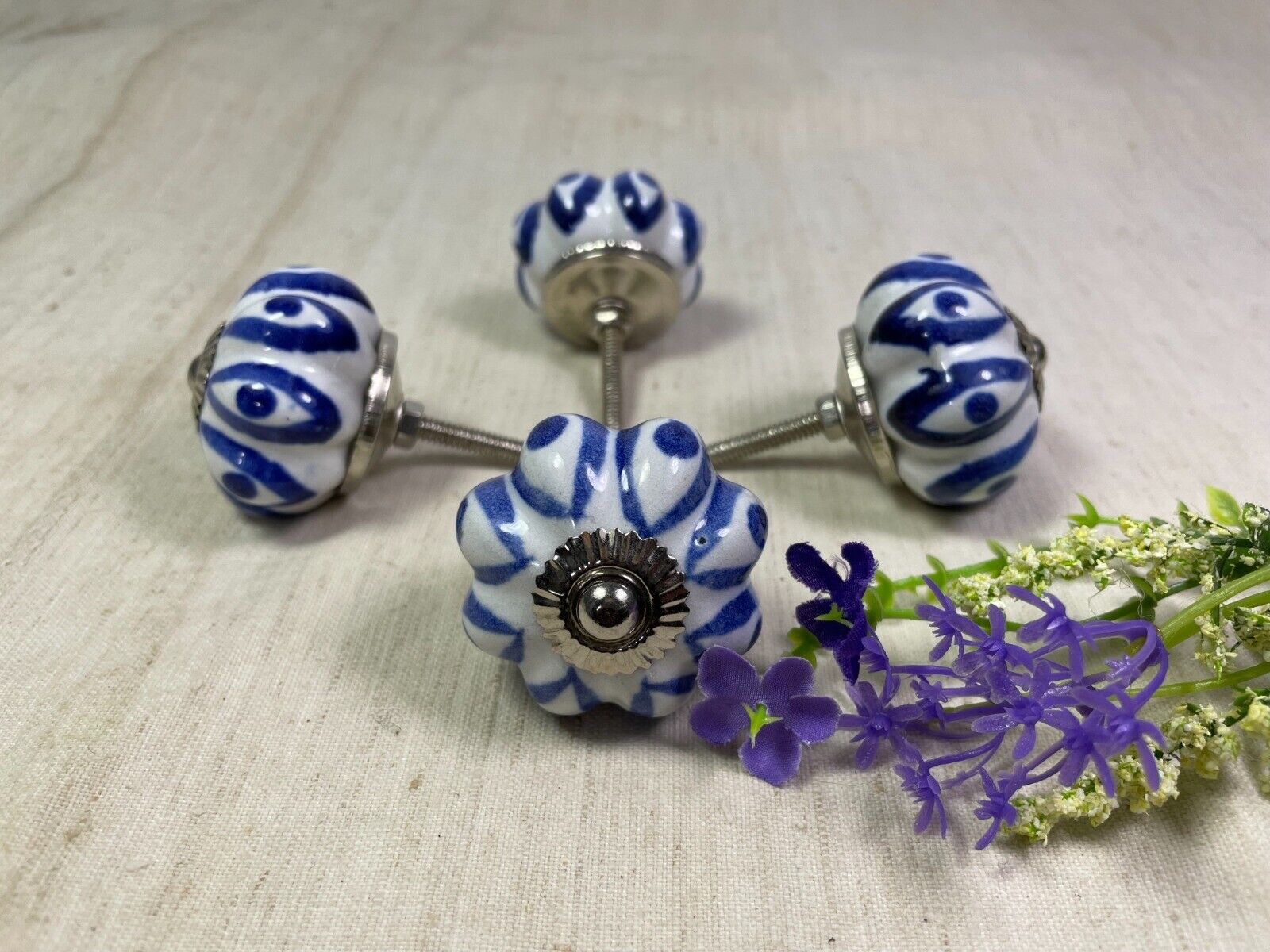 Set 4 Vintage Ceramic Kitchen Bathroom Bedroom Cupboard Drawer Door Knob Handle