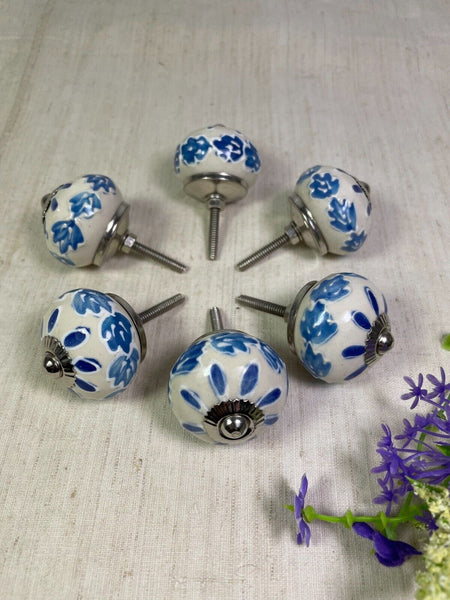 Set 6 Vintage Ceramic Kitchen Bathroom Bedroom Cupboard Drawer Door Knob Handle