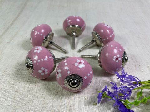 Set 6 Vintage Ceramic Kitchen Bathroom Bedroom Cupboard Drawer Door Knob Handle