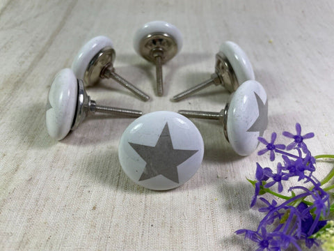 Set 6 Vintage Ceramic Kitchen Bathroom Bedroom Cupboard Drawer Door Knob Handle