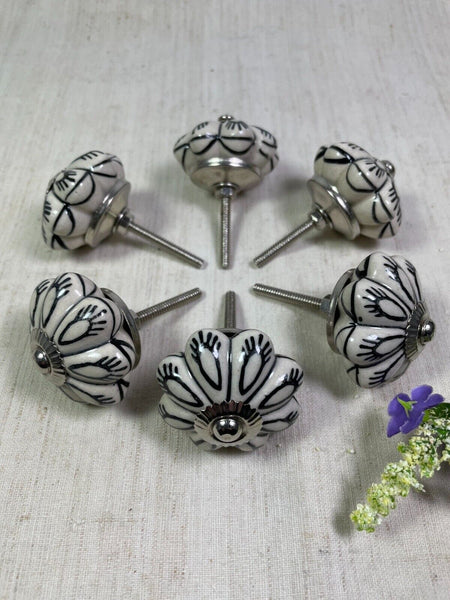 Set 6 Vintage Ceramic Kitchen Bathroom Bedroom Cupboard Drawer Door Knob Handle