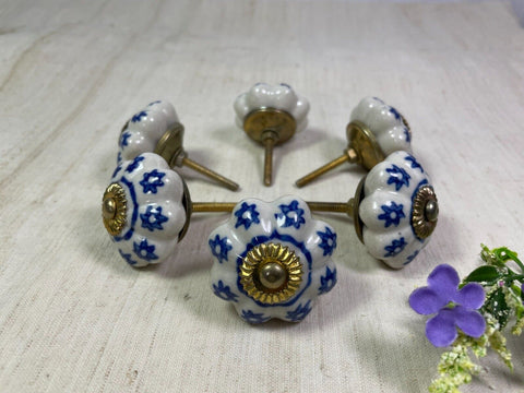 Set 6 Vintage Ceramic Kitchen Bathroom Bedroom Cupboard Drawer Door Knob Handle