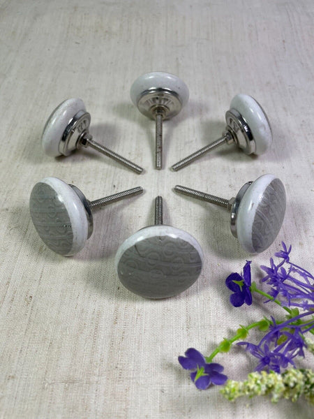 Set 6 Vintage Ceramic Kitchen Bathroom Bedroom Cupboard Drawer Door Knob Handle