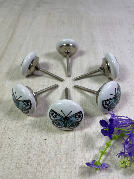 Set 6 Vintage Ceramic Kitchen Bathroom Bedroom Cupboard Drawer Door Knob Handle