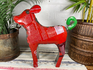 Hand Made Reclaimed Recycled Metal Oil Drum Paint Tin Dog Sculpture Garden