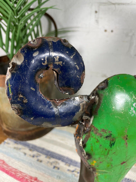 Hand Made Reclaimed Recycled Metal Oil Drum Paint Tin Dog Sculpture Garden