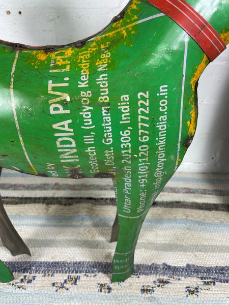 Hand Made Reclaimed Recycled Metal Oil Drum Paint Tin Dog Sculpture Garden