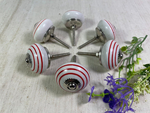 Set 6 Vintage Ceramic Kitchen Bathroom Bedroom Cupboard Drawer Door Knob Handle