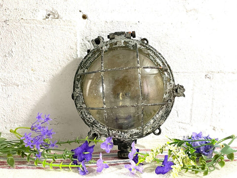 Vintage Bmac Brass Maritime Small Caged Bulkhead Light Lamp