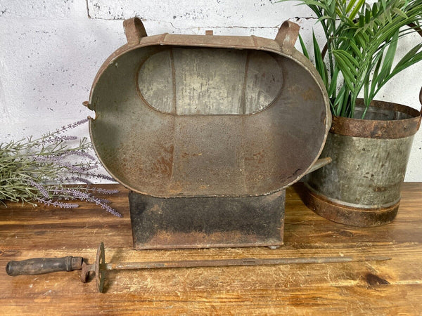 Vintage Rustic French Farmhouse Fireplace BBQ Rotisserie Spit Roaster