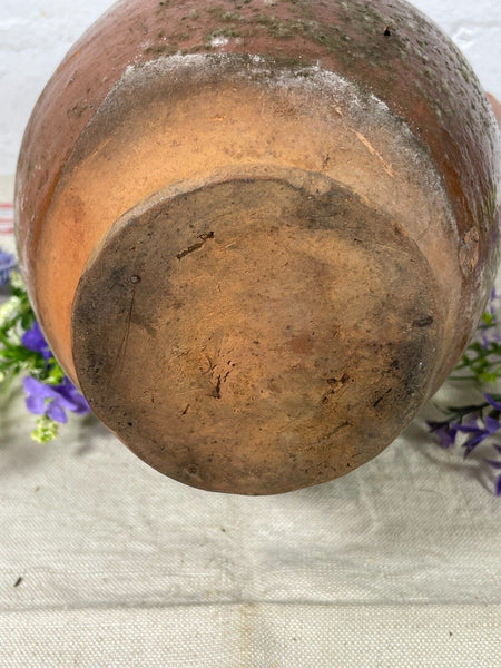 Antique Vintage French European Glazed Terracotta  Vase Jug Pitcher Confit Pot