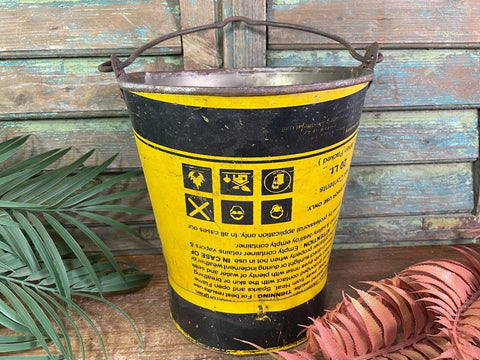 Reclaimed Recycled Yellow Tin Oil Drum Metal Bucket Garden Planter Bin